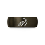 fun presents for him – gunmetal & black tungsten skid marks wedding band