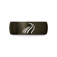 fun presents for him – gunmetal & black tungsten skid marks wedding band