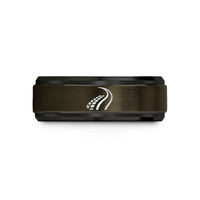 fun presents for him – gunmetal & black tungsten skid marks wedding band