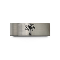 birthday present ideas men – blue & grey tungsten palm tree wedding band