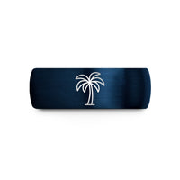 personalized presents for him – blue tungsten palm tree wedding band