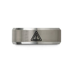 personalized presents for her – black & gray tungsten caution triangle wedding band