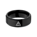 creative presents for mom – black tungsten caution triangle wedding band