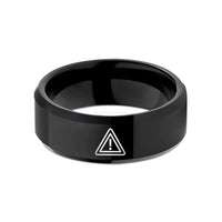 creative presents for mom – black tungsten caution triangle wedding band