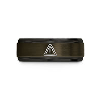 creative presents for mom – gunmetal & black tungsten caution triangle wedding band