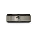 personalized presents for mom – black & grey tungsten cut off wheel wedding band