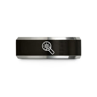 best presents for her – black & gray tungsten cut off wheel wedding band