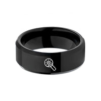 unique birthday presents mom – black tungsten cut off wheel wedding band