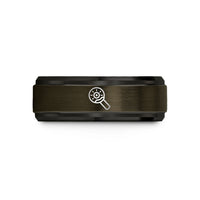 unique birthday presents mom – gunmetal & black tungsten cut off wheel wedding band