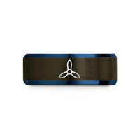 personalized presents for mom – gunmetal & blue tungsten propeller wedding band