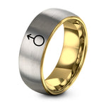 Gifts for Mom Birthday Unique – gold & grey tungsten uranus planetary glyph ring