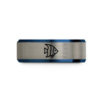 unique mom presents ideas – black & blue & grey tungsten angelfish wedding band