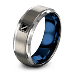 Gifts for Mom from Daughter – blue & grey tungsten diver flag ring