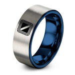 unique mom presents – blue & gray tungsten diver flag ring