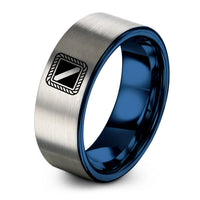 unique mom presents – blue & gray tungsten diver flag ring