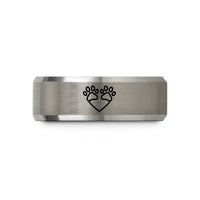 engraved rings for her – black & silver tungsten double paw heart wedding band