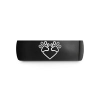 personalized rings for her – black tungsten double paw heart wedding band