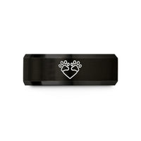 unique presents for women – black tungsten double paw heart wedding band