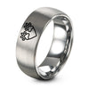 Double Paw Heart – Tungsten Wedding Band, 8 mm, Grey Comfort-Fit Unisex