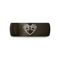 personalized rings for her – gunmetal & black tungsten double paw heart wedding band
