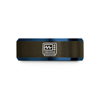 best presents for her – gunmetal & blue tungsten logic analyzer wedding band
