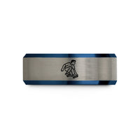 mother's day present ideas – black & blue & grey tungsten indy grab wedding band