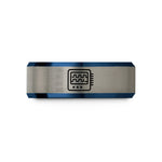 meaningful presents for mother – blue & gray tungsten logic analyzer wedding band