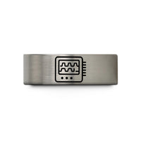 meaningful presents for mother – blue & grey tungsten logic analyzer wedding band