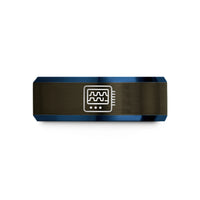 special presents for her – gunmetal & blue tungsten logic analyzer wedding band