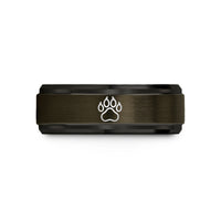 unique presents for mom – gunmetal & black tungsten wolf paw print wedding band