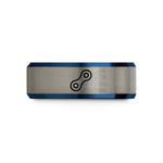 best presents for mom – black & blue & silver tungsten bike chain link wedding band