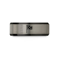 best presents for mom – black & blue & silver tungsten flag pole wedding band