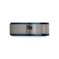 personalized presents for mom – black & blue & silver tungsten flag pole wedding band