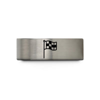 unique presents for her – black & blue & silver tungsten flag pole wedding band