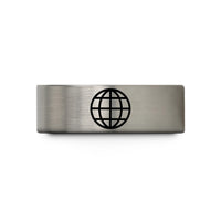 unique presents for her – black & silver tungsten graticule grid wedding band
