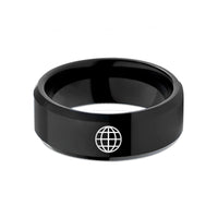 personalized presents for mom – black tungsten graticule grid wedding band