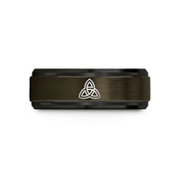 unique presents for her – gunmetal & black tungsten interlocked triquetras wedding band