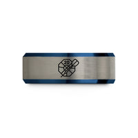 best presents for mothers – black & blue & grey tungsten triple dart wedding band