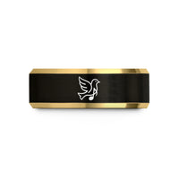best presents for women – black & gold tungsten dove music notes wedding band