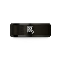 thoughtful presents for mom – black tungsten spool of thread wedding band