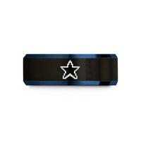 best present ideas women – black & blue tungsten 8 bit star wedding band