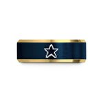 presents for her birthday – gold & blue tungsten 8 bit star wedding band