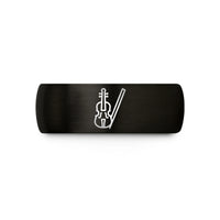 unique presents for mom – black & gold tungsten minimal violin bow wedding band