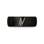 personalized presents for her – black tungsten minimal violin bow wedding band