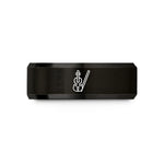 personalized presents for her – black tungsten minimal violin bow wedding band