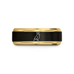 unique presents for her – black & gold tungsten canary halo wedding band