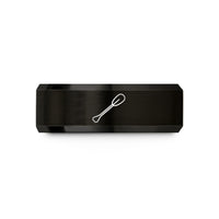 unique presents for her – black tungsten greenland paddle horizontal wedding band