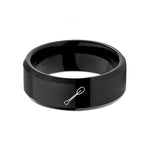 personalized presents for mom – black tungsten greenland paddle horizontal wedding band