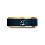 mom birthday present ideas – gold & blue tungsten sea otter wedding band