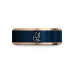 birthday present ideas mom – rose gold & blue tungsten sea otter wedding band